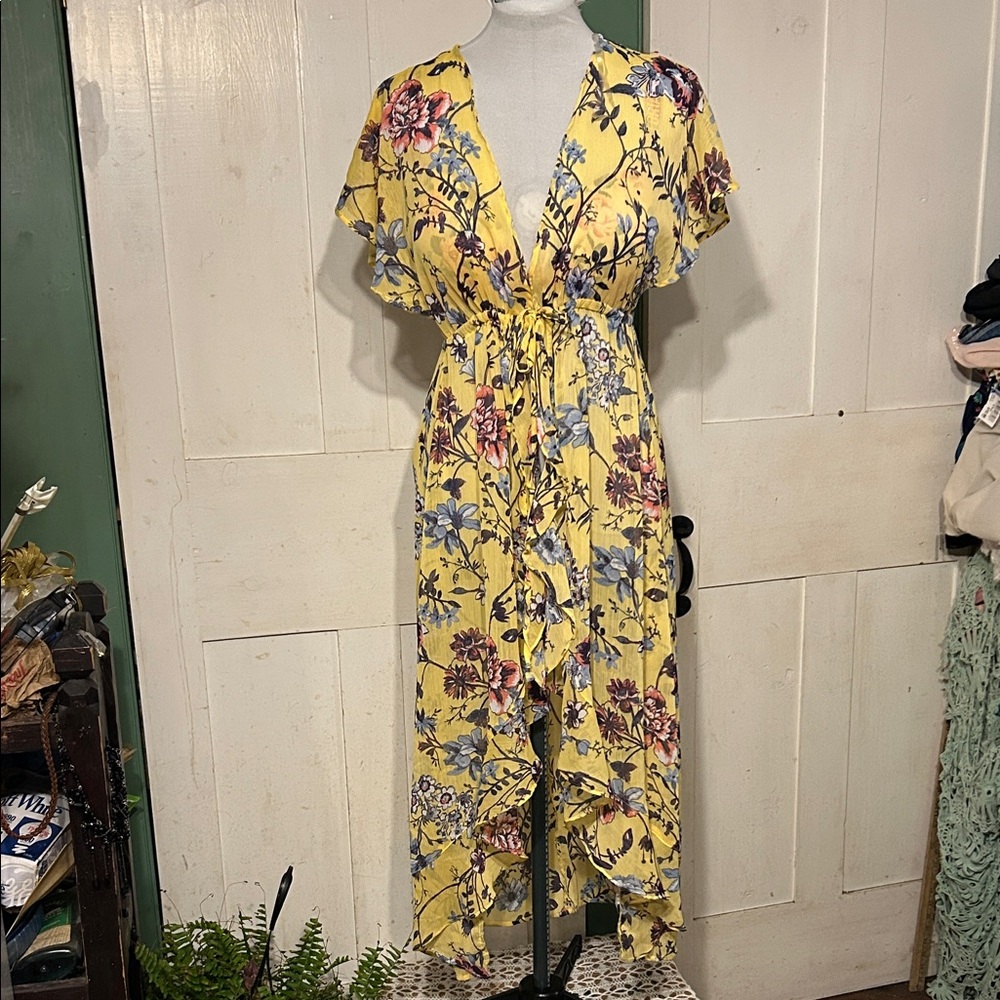 Vint No Boundaries Tie Front Hi Low Dress Peasant Overdress Hippie Boho Festival - Picture 1 of 6